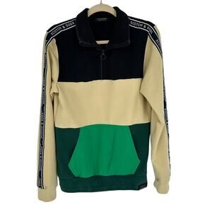 Scotch & Soda Amsterdam Colorblock Quarter Zip Sweatshirt Men's S Green Pullover